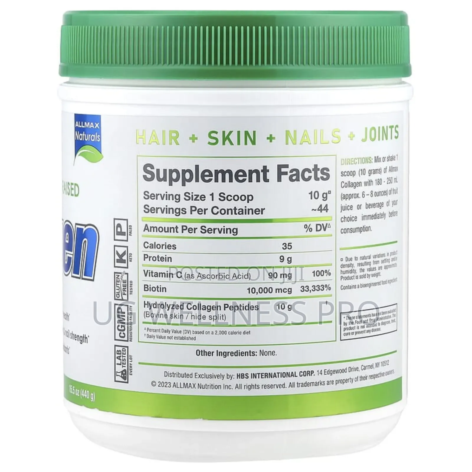 Allmax, Collagen With Biotin Vitamin C, Unflavored, (440 G) 44 Serv
