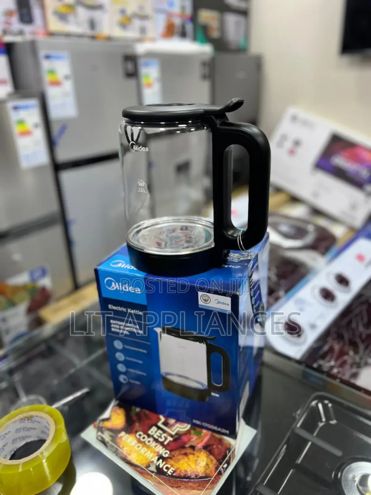 Midea Original Strong Kettle 1.7l ,Glass Material.