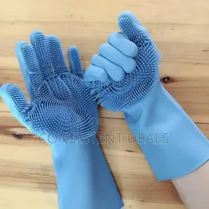 1 Pair Silicone Kitchen Dishwashing Gloves