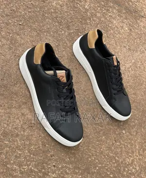Original Black/White Ecco Soft 7 Casual Leather Sneakers