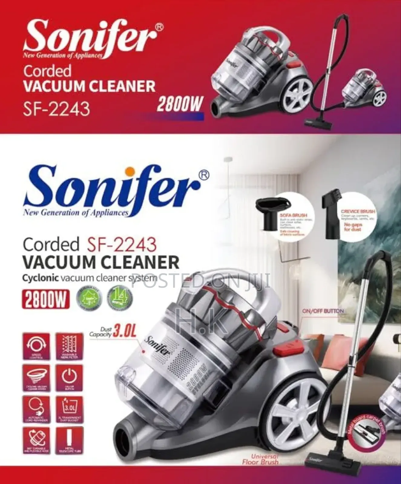 Sonifer Corded Sf-2243 Vacuum Cleaner.