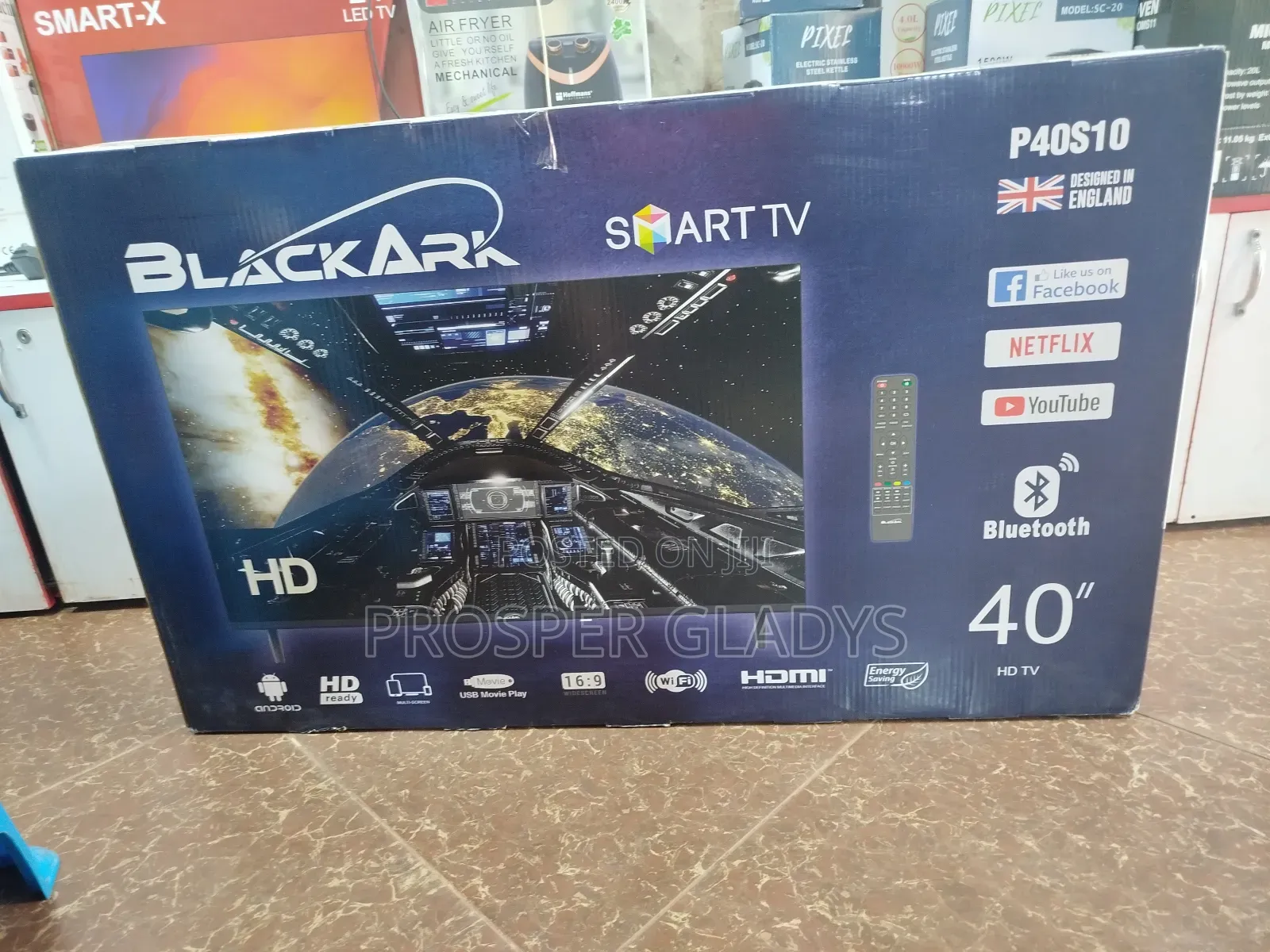 Black Ark 40 Smart Android Digital Flat Screen Flameless.