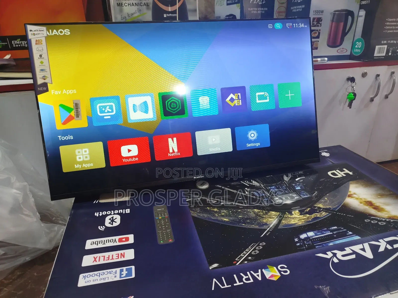 43 Black Ark Smart Android Digital Flat Screen Flameless