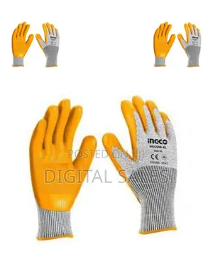 Ingco Industrial High Grade Polyester Latex Gloves- Orange/White#