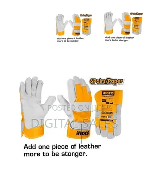 Ingco Hgvc01 - Leather Gloves - Orange##