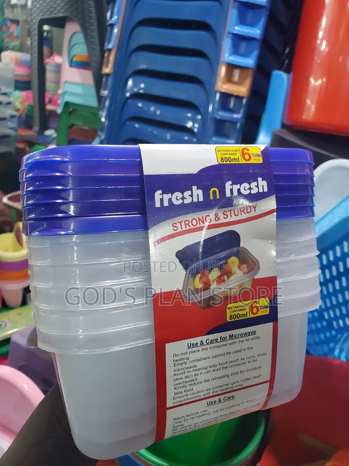 800mls Plastic Food Storage Containers 6pcs