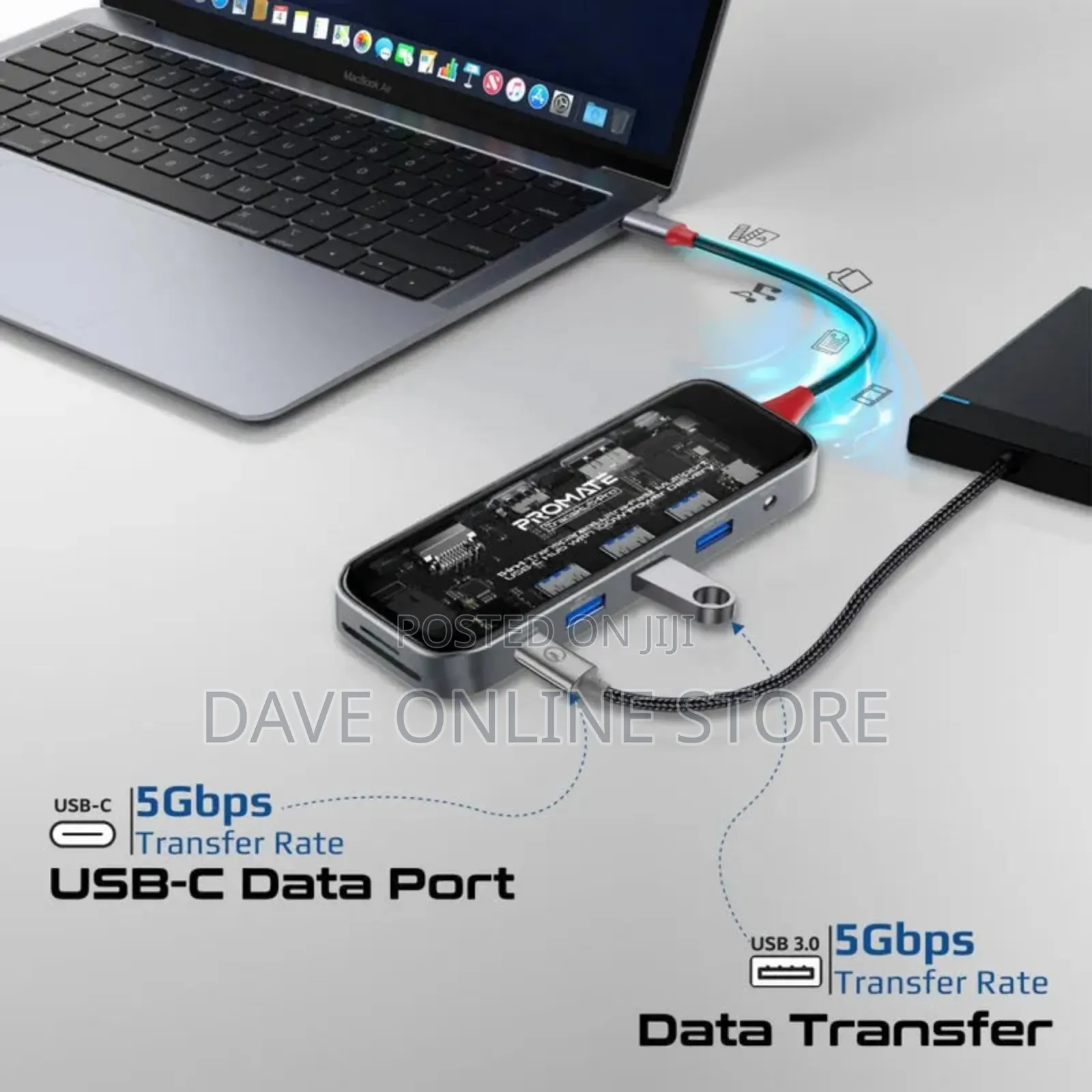 Promate 11 In 1 Multiport Usb-c Hub 100w Power Display-