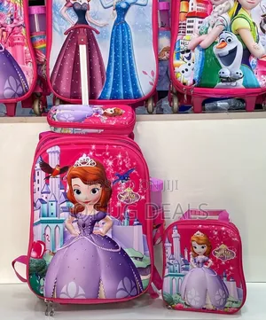 3 Piece Kids School Bag Lunch Bag Pen Pouch Carrier Bag -multicolor