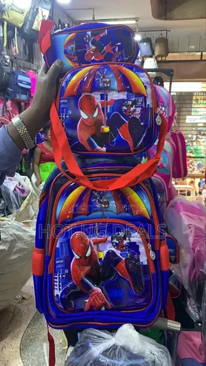 3 Piece Kids School Bag Lunch Bag Pen Pouch Carrier Bag -multicolor