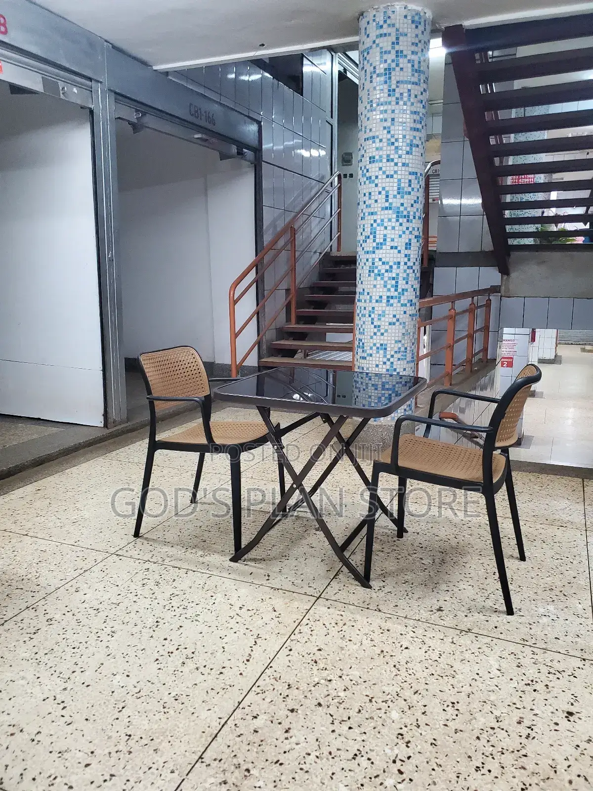 Balcony Glass Table and Chairs Plastic