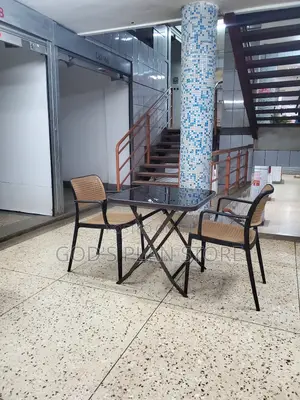 Balcony Glass Table and Chairs Plastic
