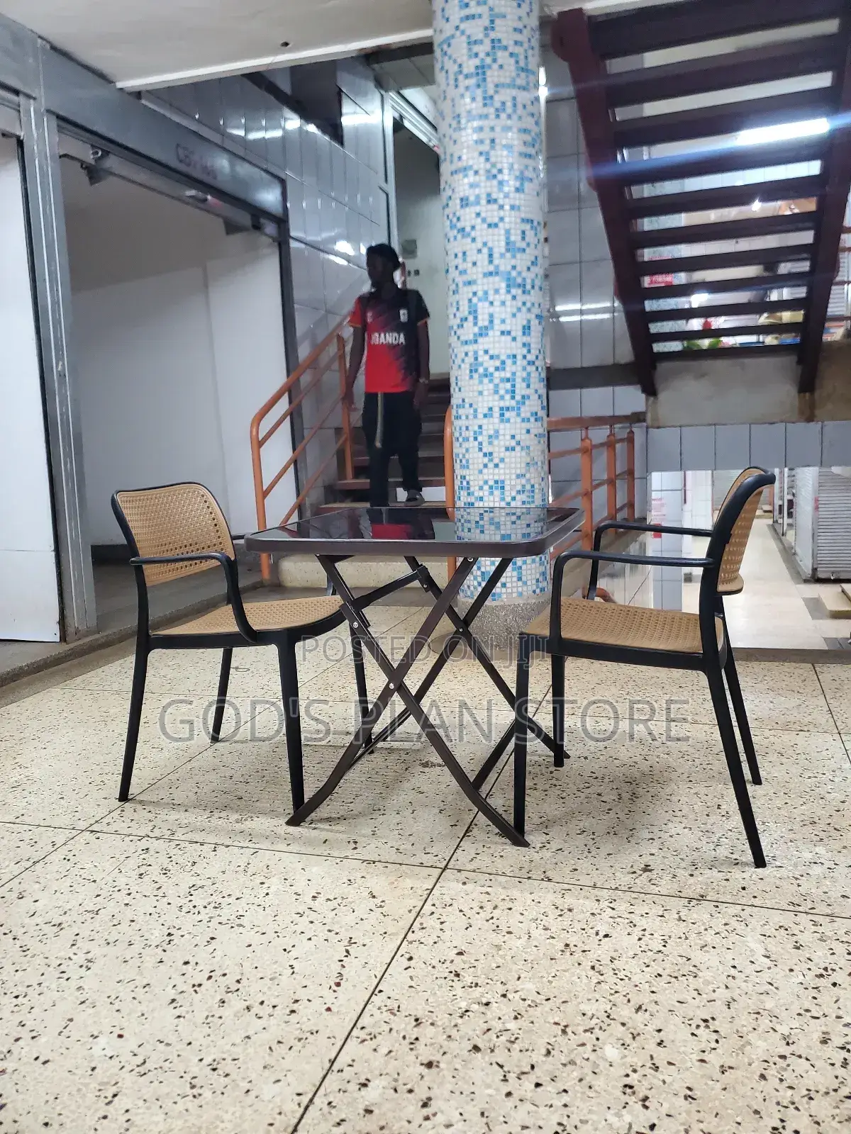 Balcony Glass Table and Chairs Plastic