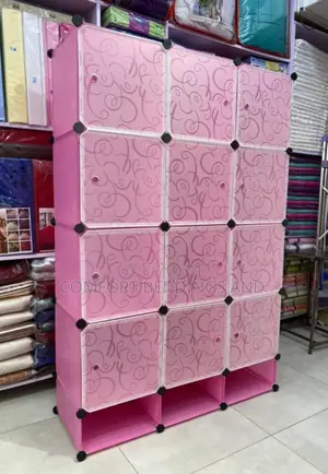 Four Column Plastic Closet Pink