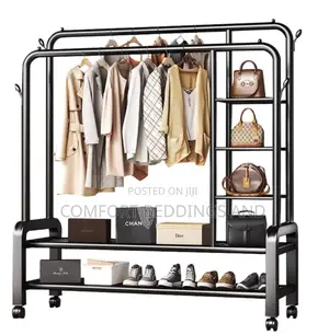 Hanging Rails Closet With Storage Cabinets
