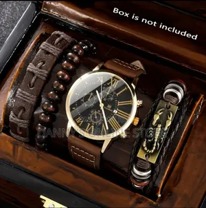 4pcs Set Men Watch Men's Stainless