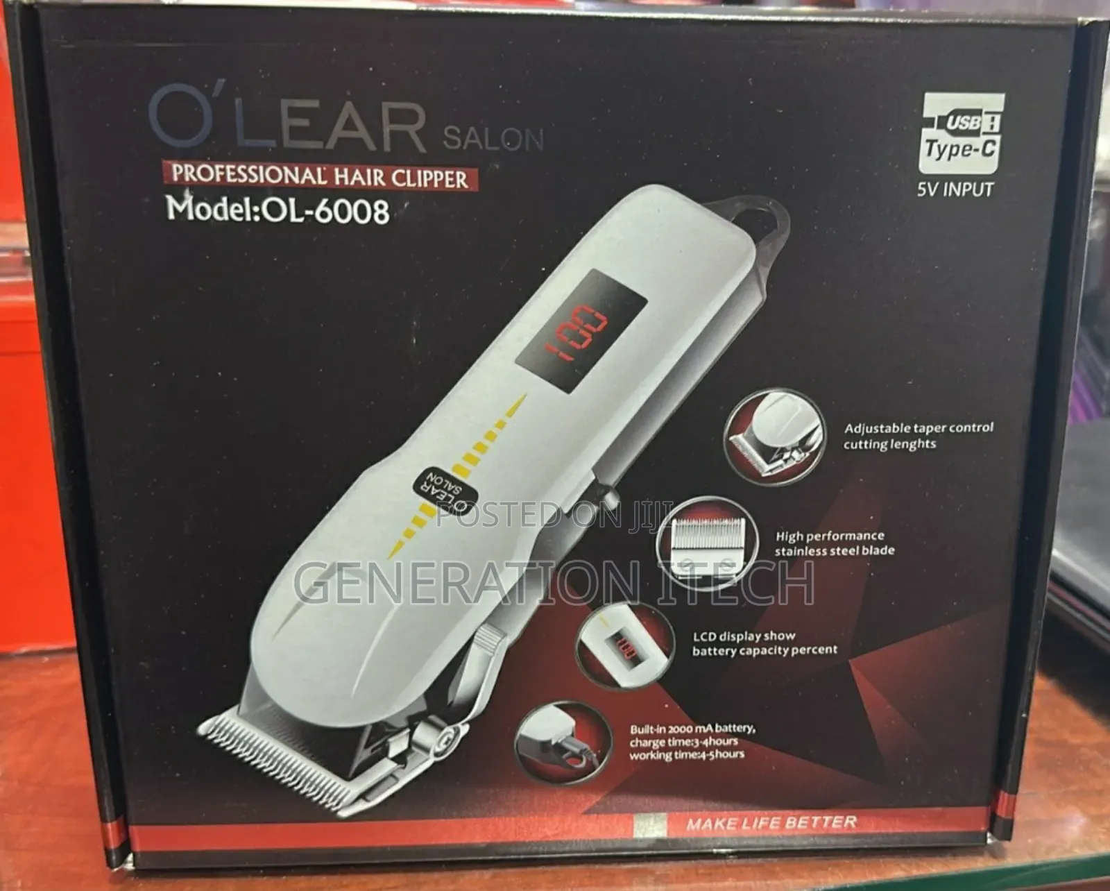Professional Rechargeable Hair Clipper, Model: Ol-6008.