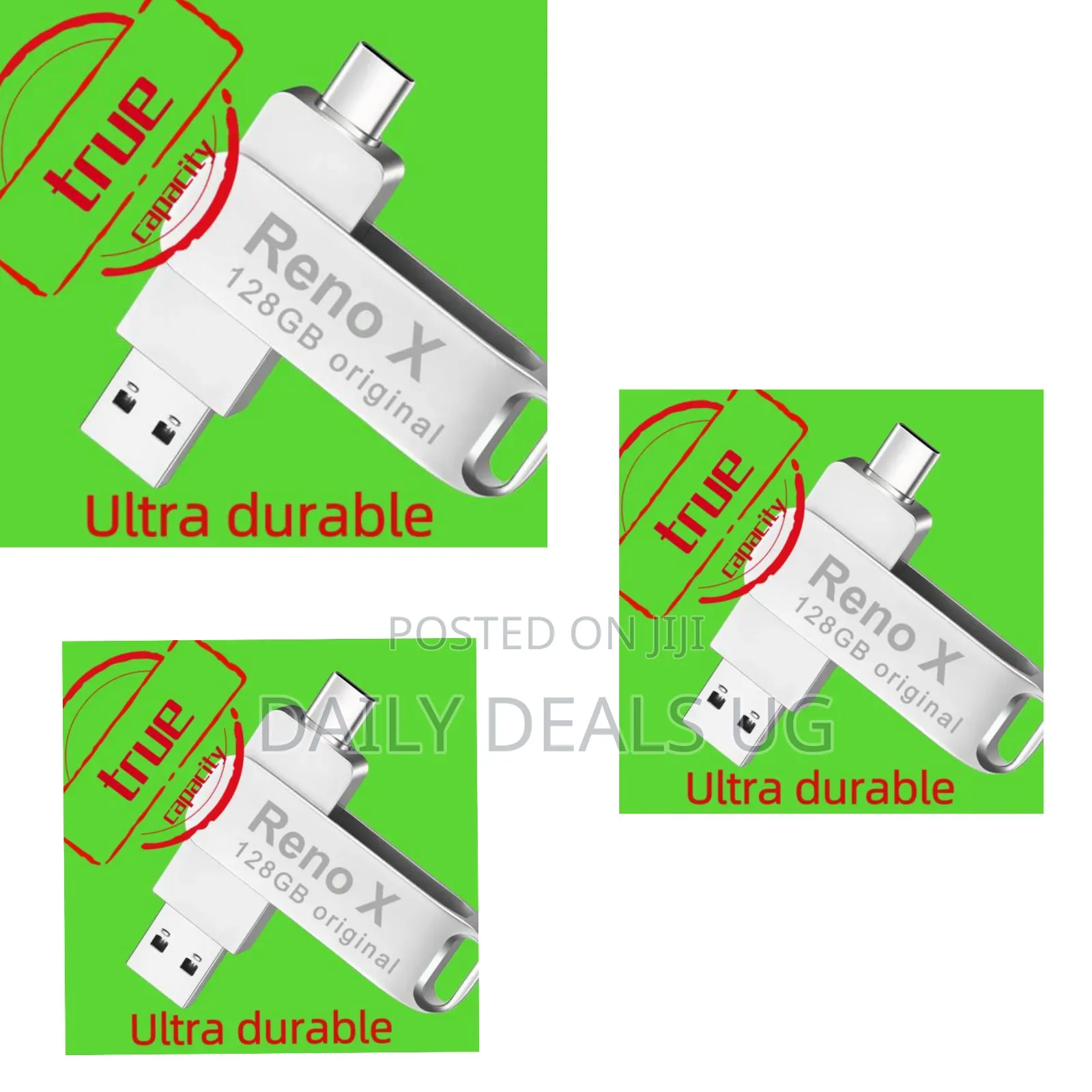 Reno Flash Disk 128gb Metallic Flash Drive Silver 2.0 Usb Drive