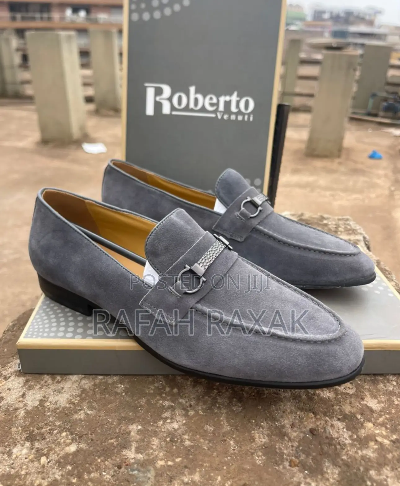 Original Men’S Classic Grey Suede Salvatore Ferragamo Loafers