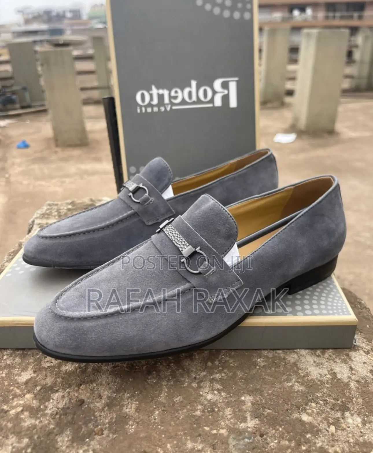Original Men’S Classic Grey Suede Salvatore Ferragamo Loafers