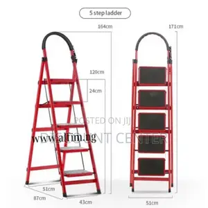 Foldable Ladder 5 Steps Red Color