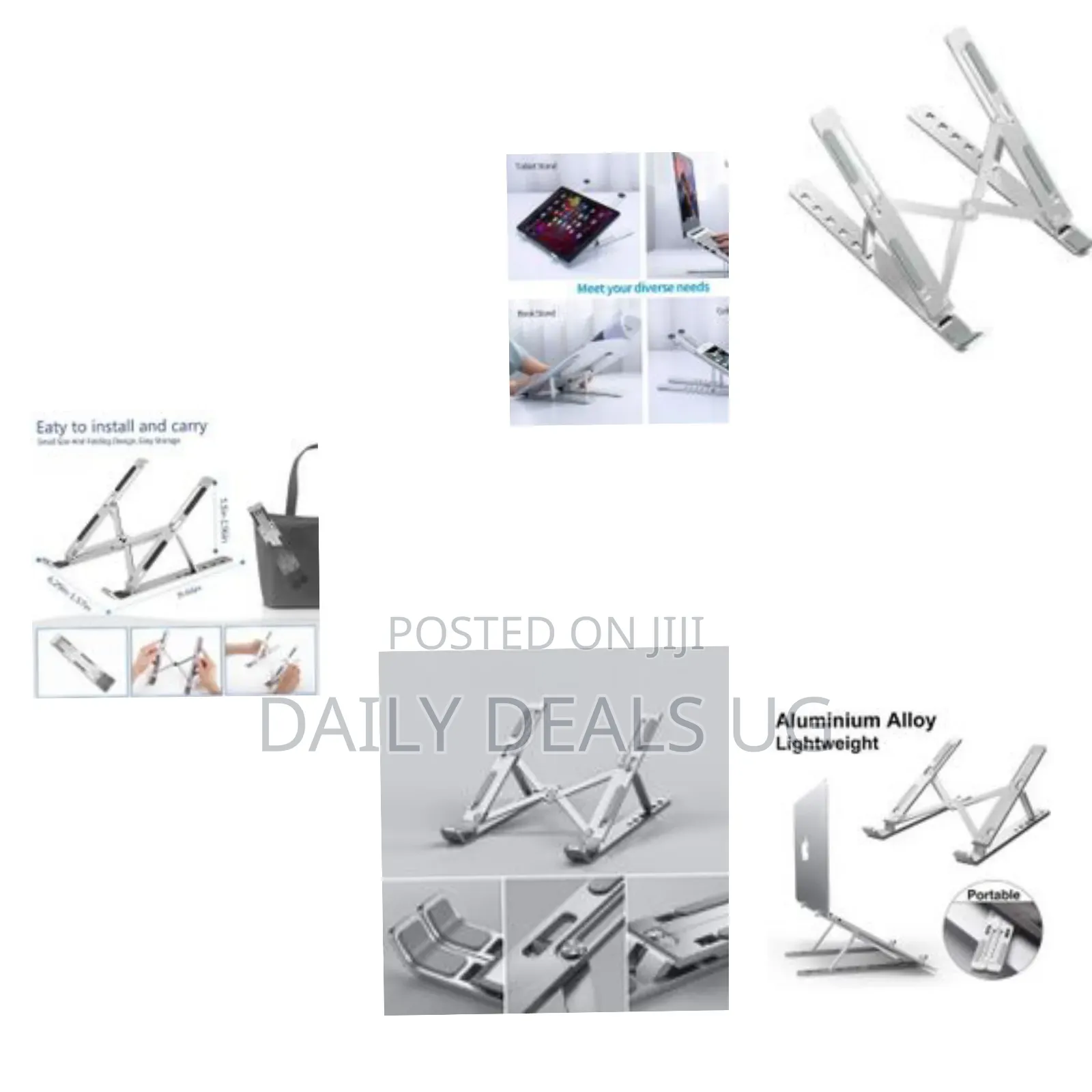Metal Foldable Adjustable Height Laptop Stand With Phone Holder