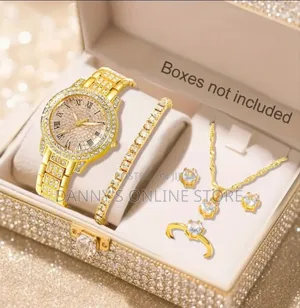 6 PCS Women Watches Sets Gifts , Diamond Silver