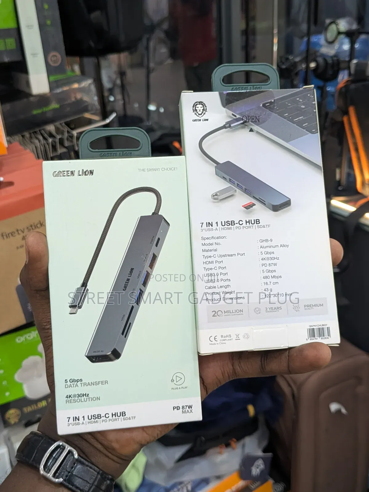 Green 7in1 Usb Hub