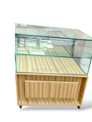 Secure Display Counter 3x1x2ft 2-Layer With Lock and Safe -