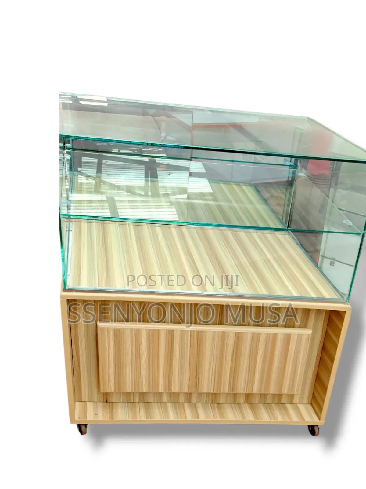 Secure Display Counter 3x1x2ft 2-Layer With Lock and Safe -