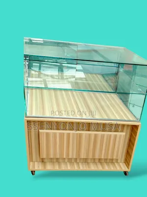 Secure Display Counter 3x1x2ft 2-Layer With Lock and Safe -