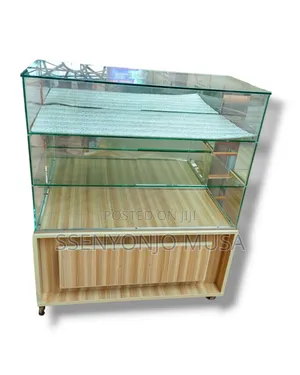Secure Display Counter 3x1x2ft 3-Layer With Lock and Safe -