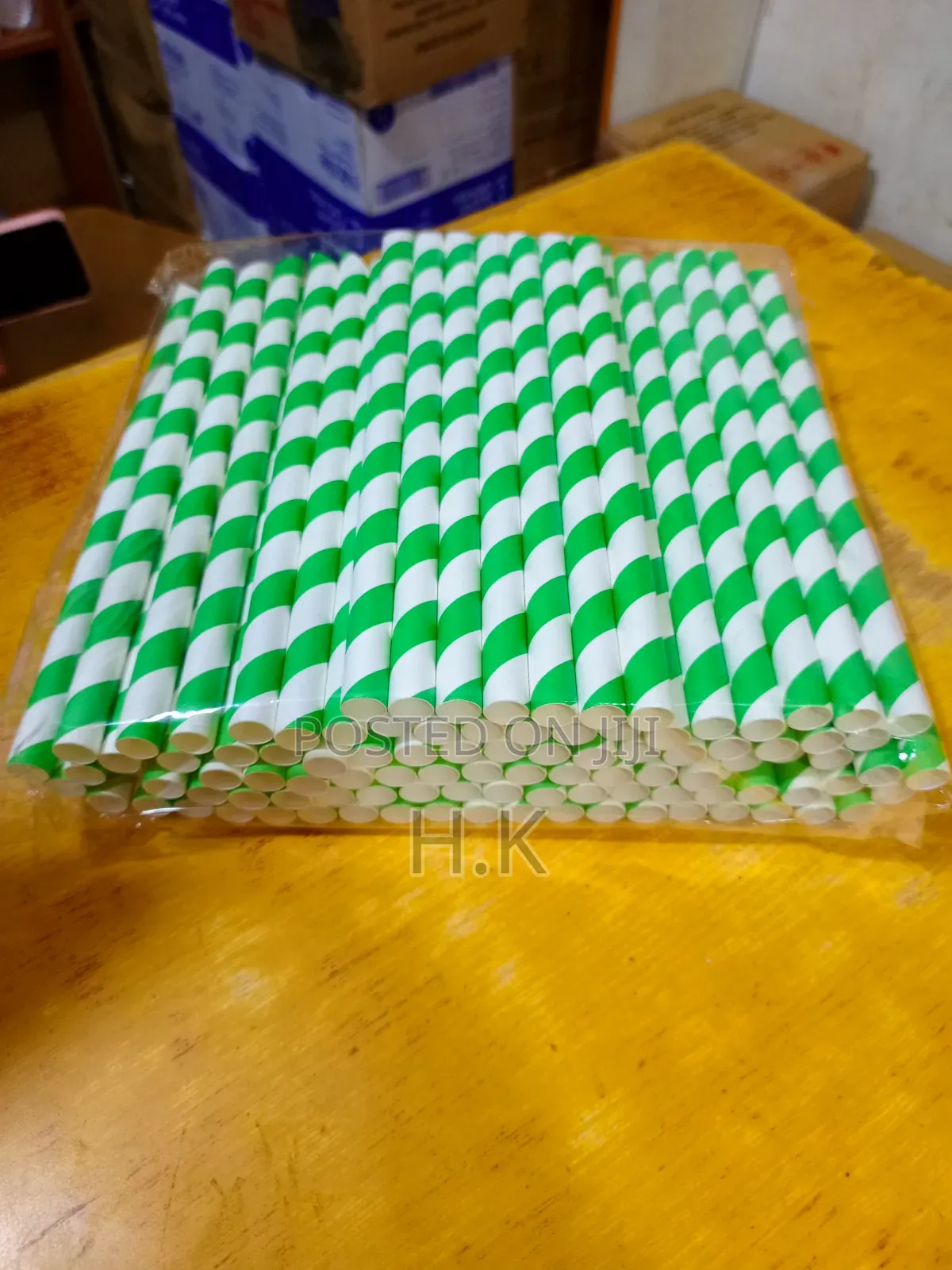 White Striped Paper Straws 100pcs