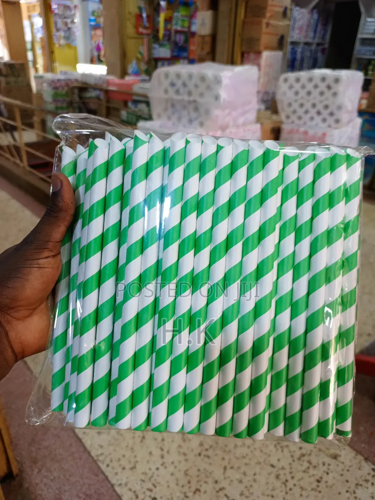White Striped Paper Straws 100pcs