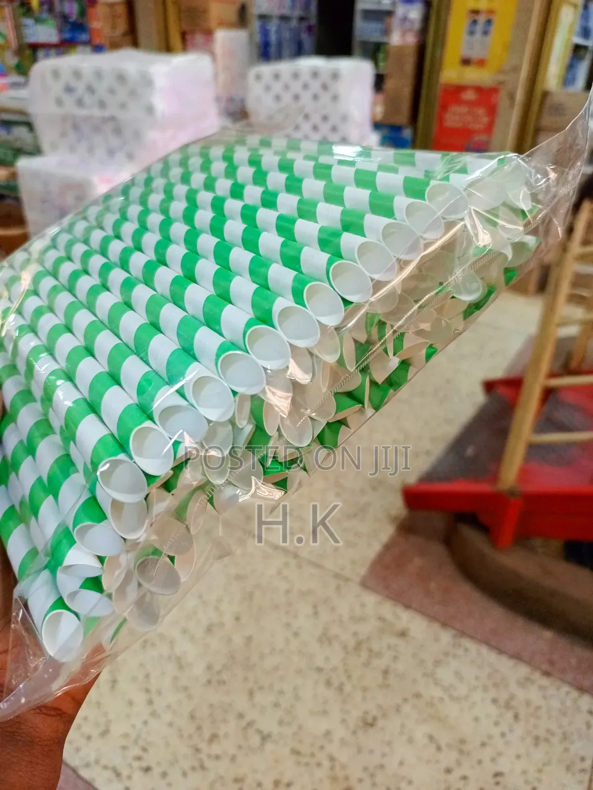 White Striped Paper Straws 100pcs