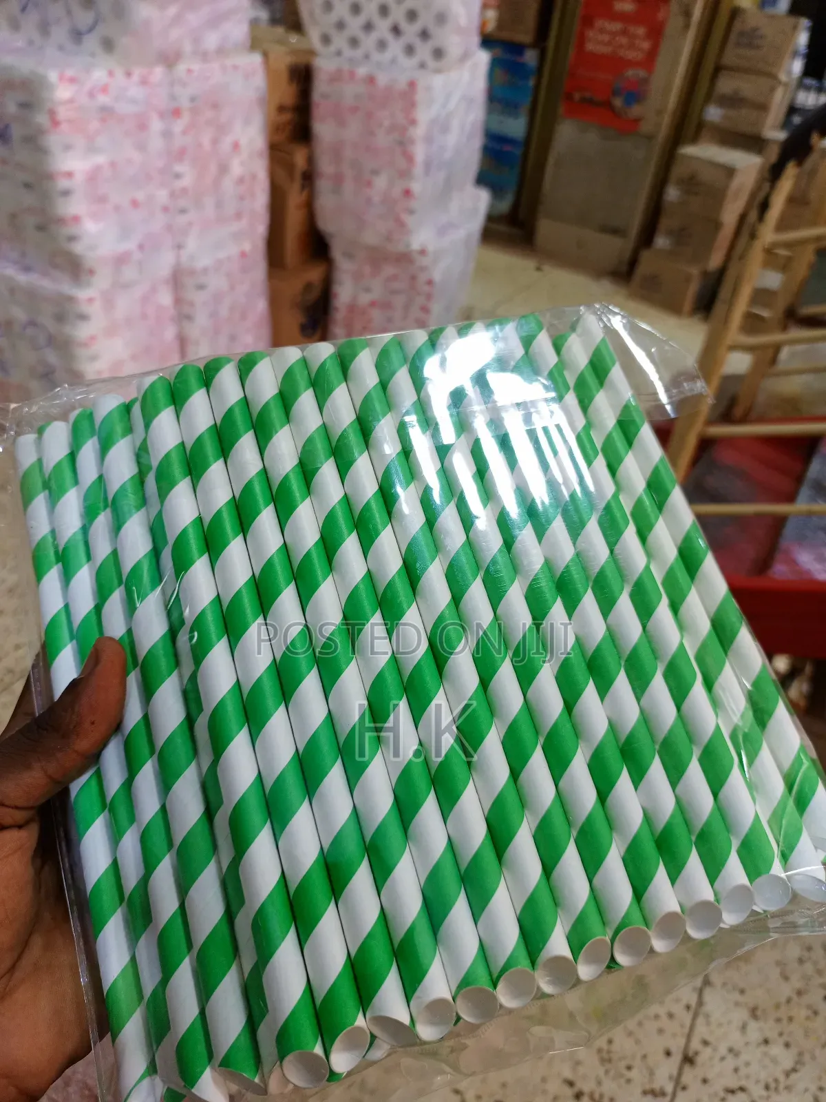 White Striped Paper Straws 100pcs