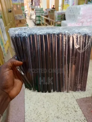 Black Plastic Drinking Straws 100pcs
