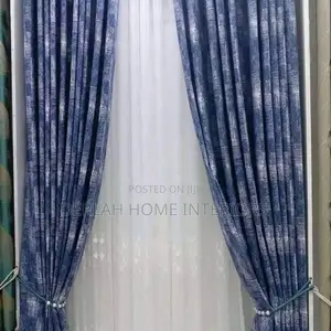 Full Set Curtain in Navy Blue /With White Net 4 Meters and 2 Meters