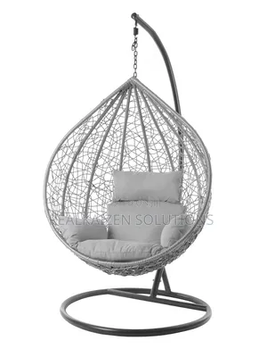 Outdoor Hanging Swing Egg Chair White With Grey Cushions