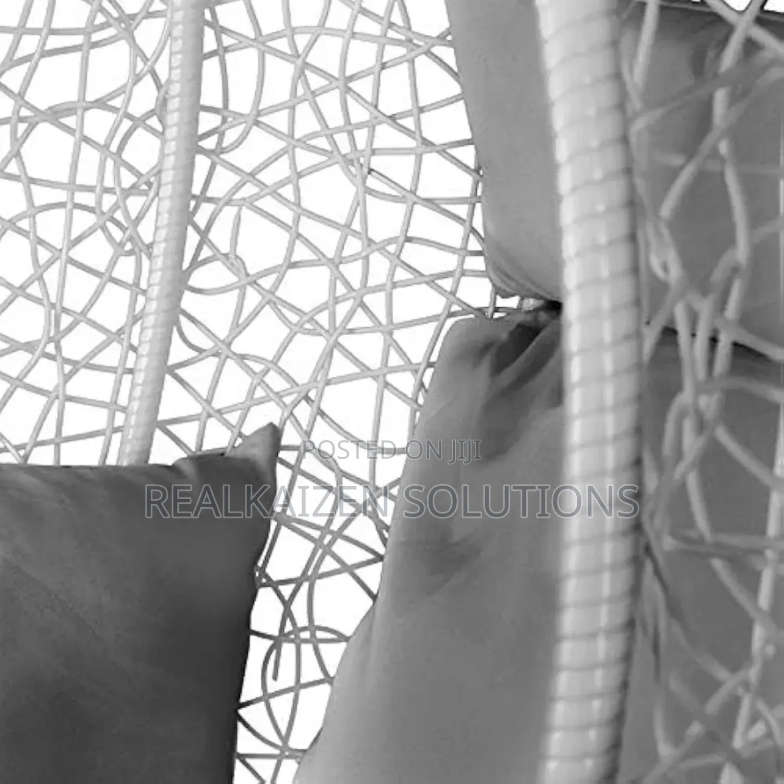 Outdoor Hanging Swing Egg Chair White With Grey Cushions