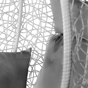 Outdoor Hanging Swing Egg Chair White With Grey Cushions