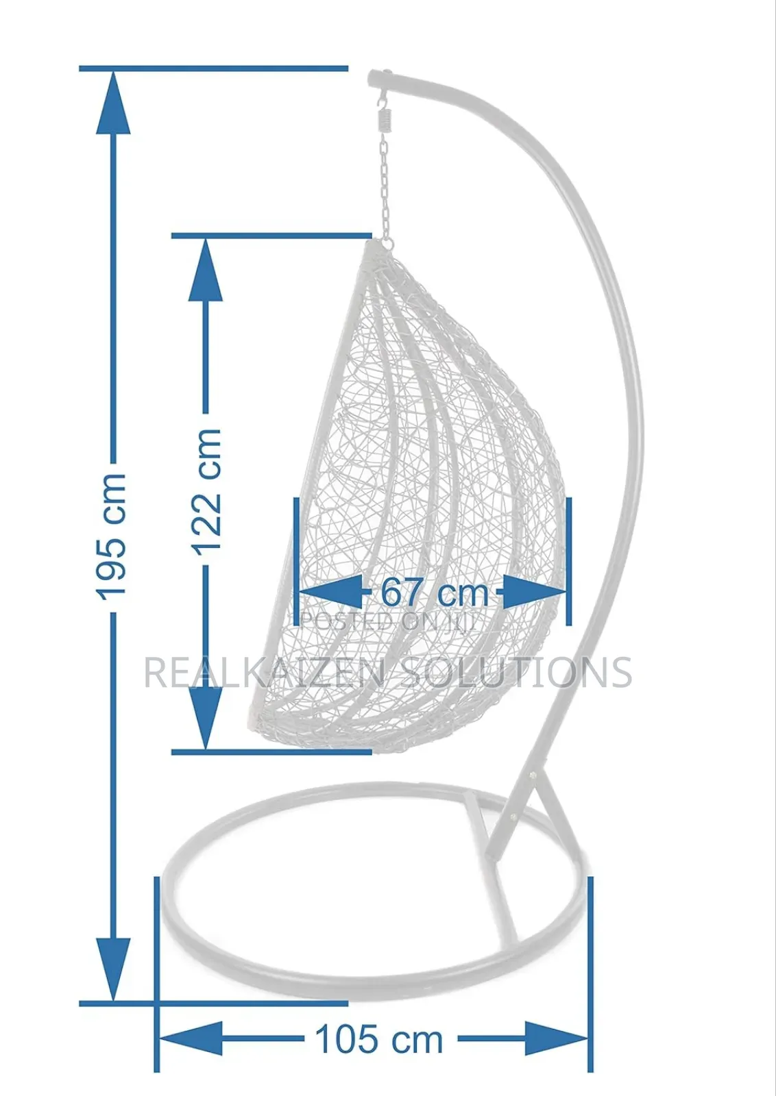 Outdoor Hanging Swing Egg Chair White With Grey Cushions