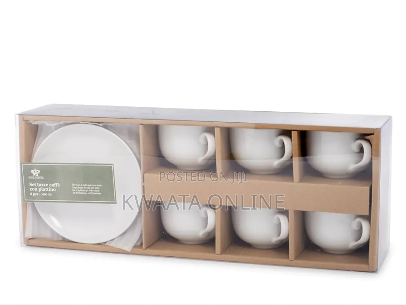 Set of 6 White Porcelain Coffee Cups With 6 Saucer