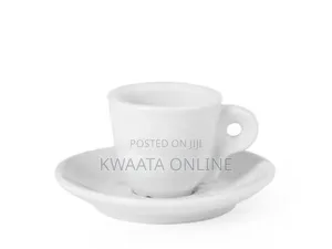 Set of 6 White Porcelain Coffee Cups With 6 Saucer