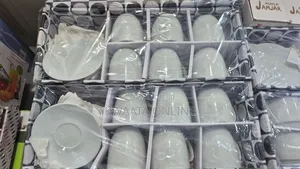 Set of 6 White Porcelain Coffee Cups With 6 Saucer