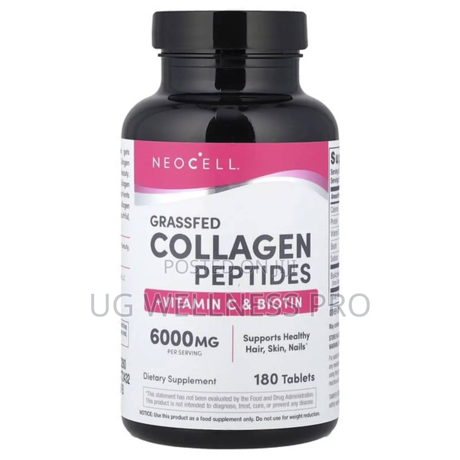 Neocell, Grassfed Collagen Peptides + Vitamin C Biotin, 180 Tablets