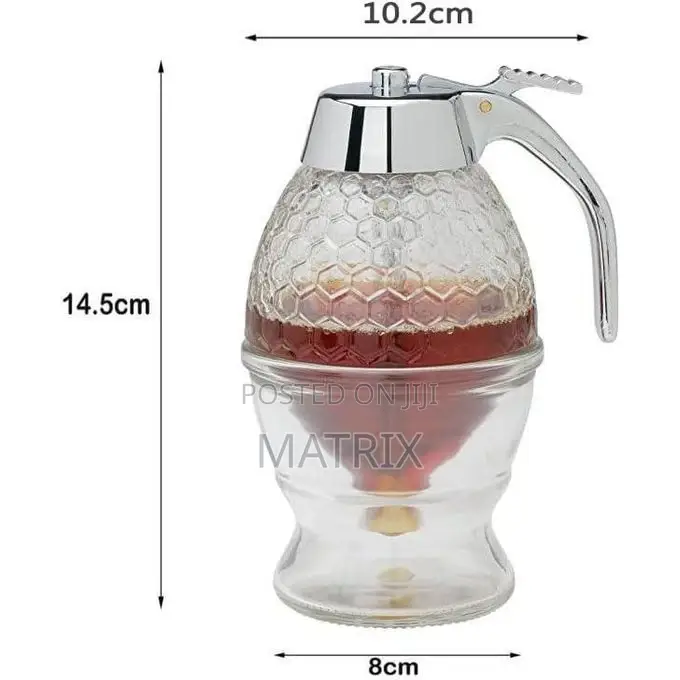 Honey Dispenser With Stand, No Drip Honey Jar - Transparent