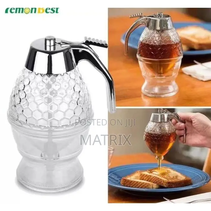 Honey Dispenser With Stand, No Drip Honey Jar - Transparent