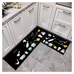 2 Pieces Non -Slip Kitchen Mats-Black