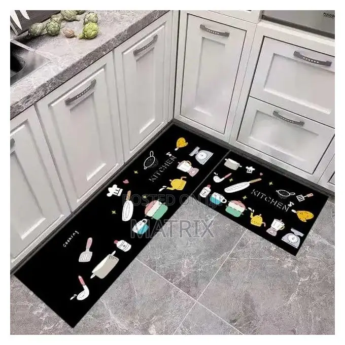2 Pieces Non -Slip Kitchen Mats-Black