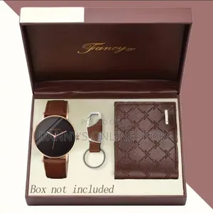 3pcs Mens Watches Fashion Business Casual Quartz Watch Wallet Key Fob